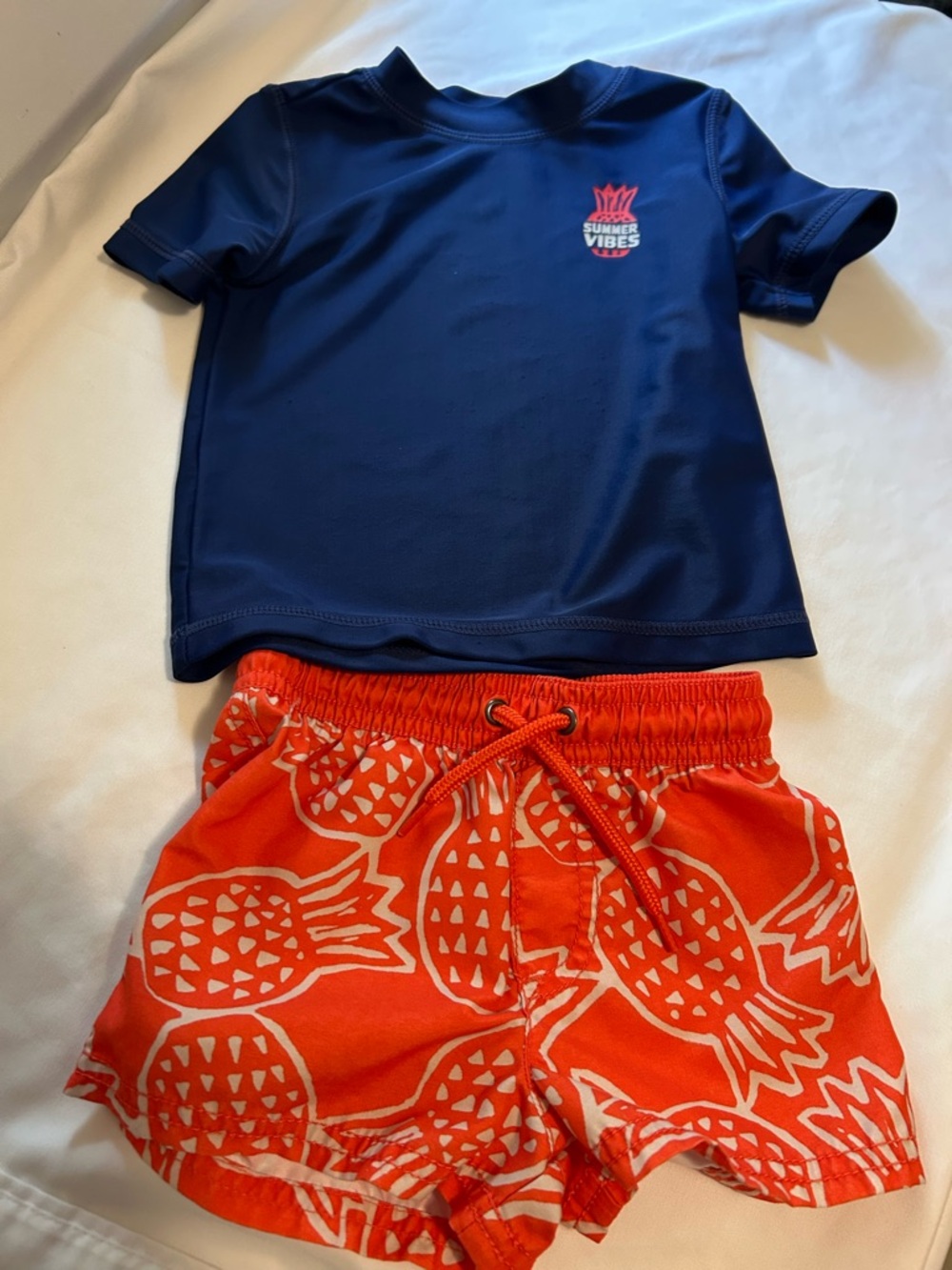 Carter's Navy Rash Guard with Orange and Yellow 'Summer Vibes' swimwear